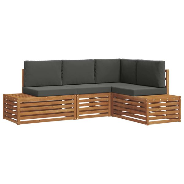 vidaXL Set di divani da esterno 4 Pezzo Naturale e Antracite