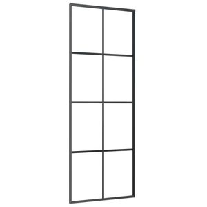 vidaXL Porta Scorrevole Nera 76x205 cm in Vetro ESG e Alluminio