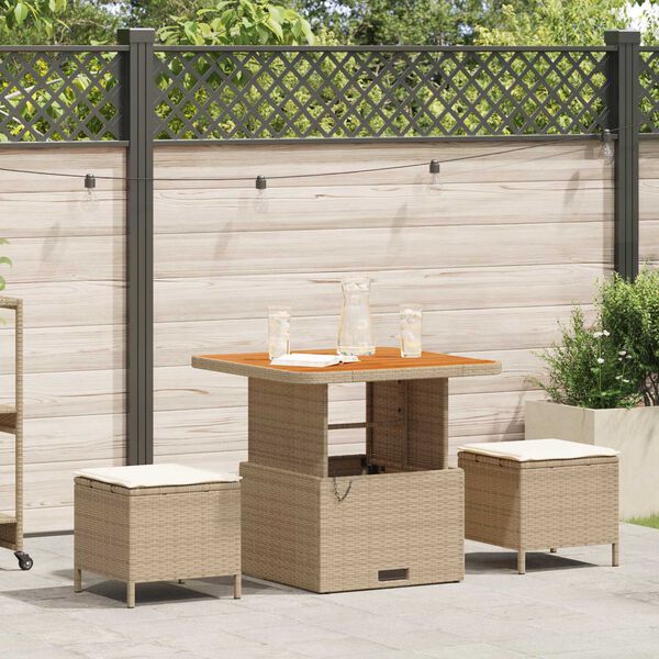 vidaXL Set da Pranzo per Giardino Beige polyrattan