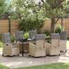 vidaXL Set da Pranzo per Giardino con cuscino 7 pcs Beige polyrattan