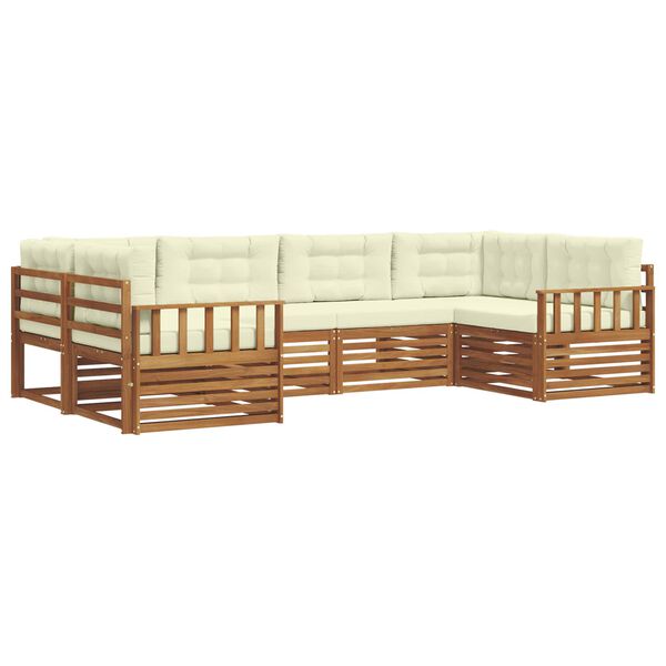 vidaXL Set di divani da esterno con cuscino 6 pcs Naturale e Crema