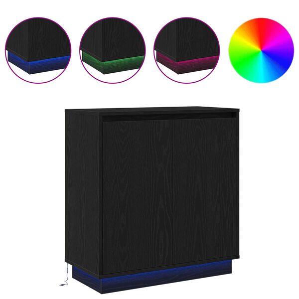 vidaXL Credenza Rovere Nero 71 x 34.5 x 75 cm Legno multistrato