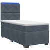 vidaXL Letto con Box Spring, Materasso e LED Grigio Scuro 90 x 190 cm