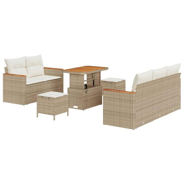 vidaXL Set Divano da Giardino con cuscino Beige Poly Rattan