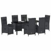 vidaXL Set da Pranzo per Giardino con cuscino 7 pcs Nero polyrattan
