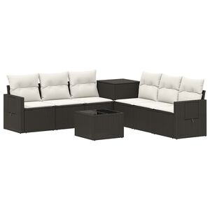 vidaXL Set di divani 8 pz Nero e Bianco Crema