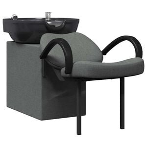vidaXL Sedia per Shampoo Grigio Scuro e Nero 136 x 60 x 92 cm Tessuto