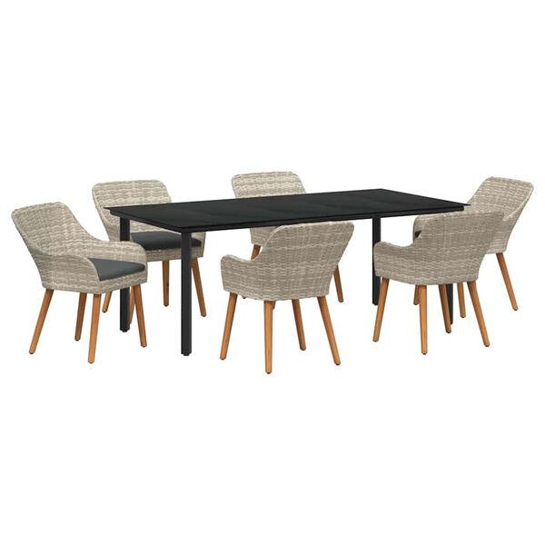 vidaXL Set da Pranzo per Giardino 7 pcs Grigio chiaro polyrattan