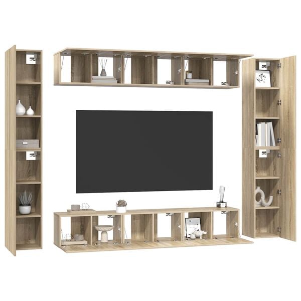 vidaXL Set di Mobili Porta TV 10 pz Rovere Sonoma in Legno Multistrato