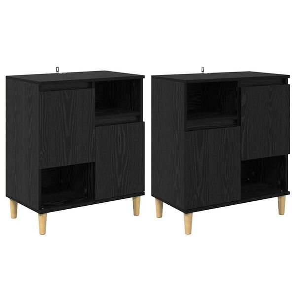 vidaXL Sideboards 2 pcs Rovere Nero 60 x 35 x 70 cm Legno multistrato