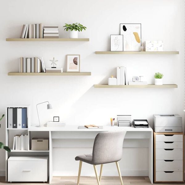 vidaXL Scaffali a Parete 4 pz Rovere 120x23,5x3,8 cm in MDF