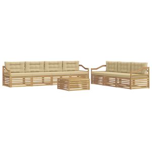 vidaXL Set di divani da esterno 8 pz Bianco e Beige Poliestere