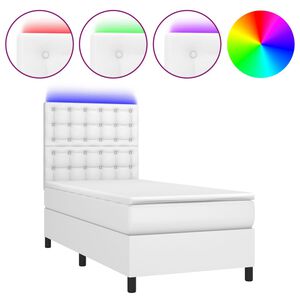 vidaXL Giroletto Molle con Materasso e LED Bianco 80x200 cm Similpelle