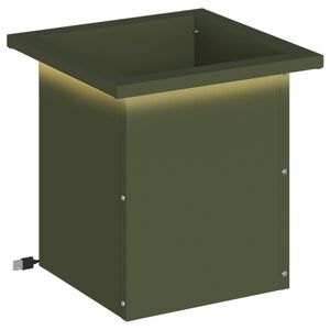 vidaXL Fioriera da giardino con LED Verde Oliva 30 x 30 x 30 cm