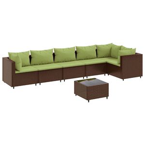 vidaXL Set Divani da Giardino 7 pz con Cuscini in Polyrattan Marrone