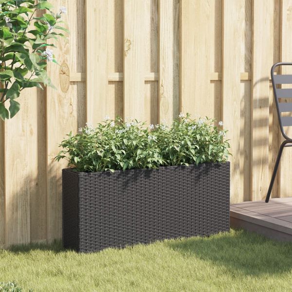 vidaXL Fioriera da Giardino con 2 Vasi Nera 90x20x40 cm in Polyrattan