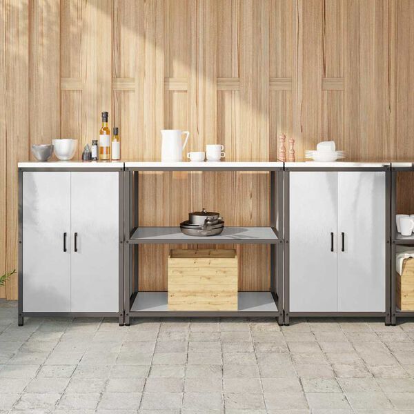 vidaXL Set di Stoccaggio per Cucina 3 pcs Argento Acciaio inossidabile