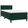 vidaXL Letto a Molle con Materasso e LED Verde Scuro 90x190 cm Velluto