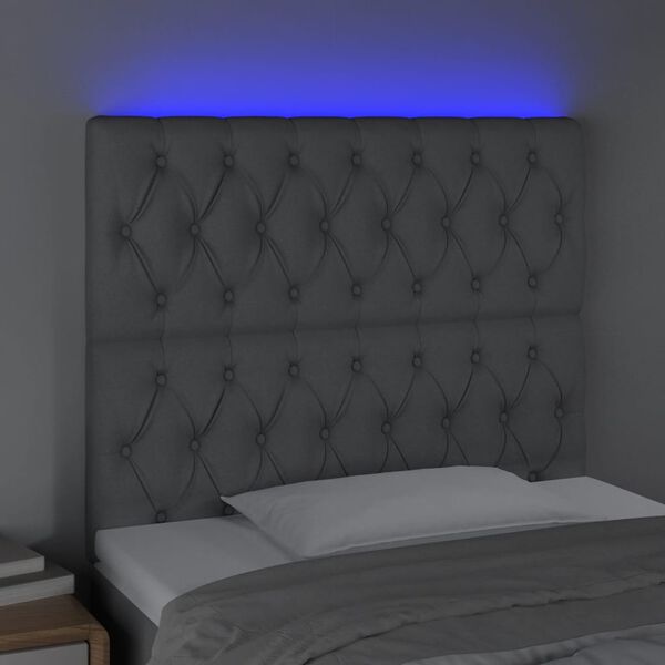 vidaXL Testiera a LED Grigio Chiaro 90x7x118/128 cm in Tessuto