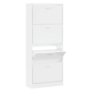 vidaXL Scarpiera Bianco Lucido 63x24x147 cm in Legno Multistrato