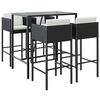vidaXL Set Bar da Giardino 5 pz con Cuscini in Polyrattan Nero