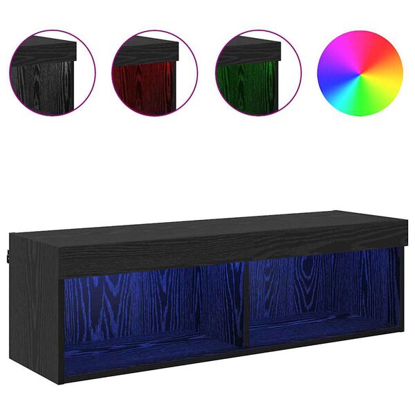 vidaXL Mobile TV da parete Panama Rovere Nero 100 x 30 x 30 cm