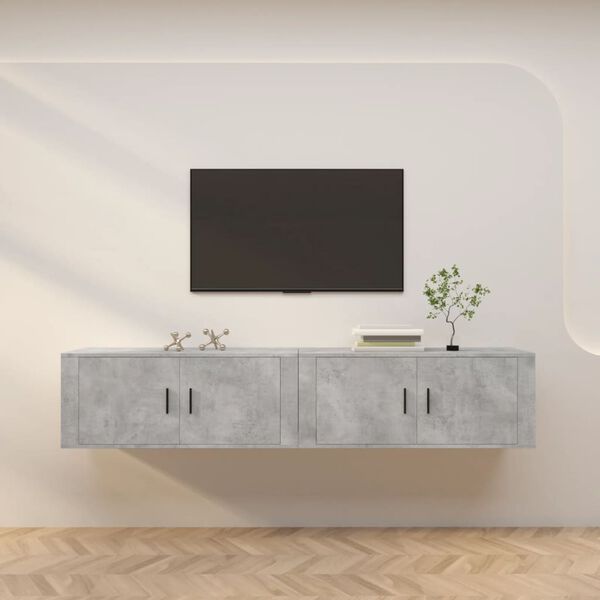 vidaXL Mobili Porta TV a Parete 2 pz Grigio Cemento 100x34,5x40 cm