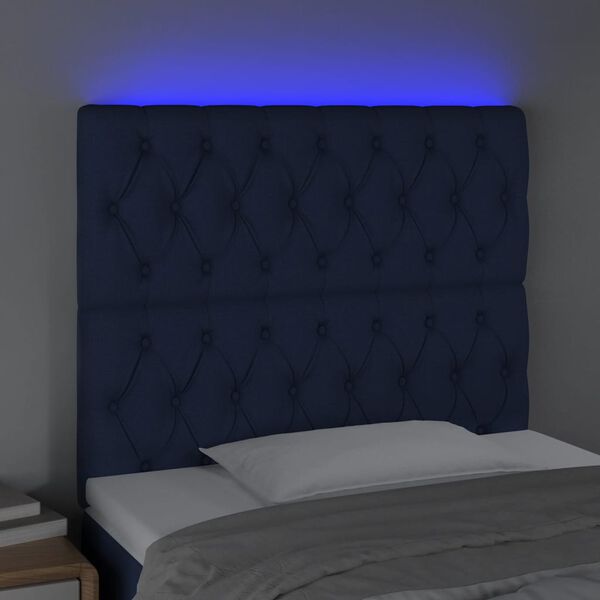 vidaXL Testiera a LED Blu 100x7x118/128 cm in Tessuto