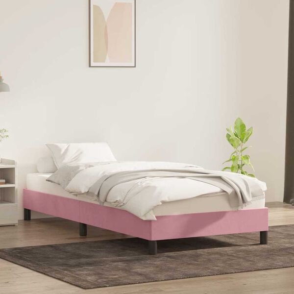 vidaXL Giroletto senza Materasso Rosa 90x220 cm Velluto