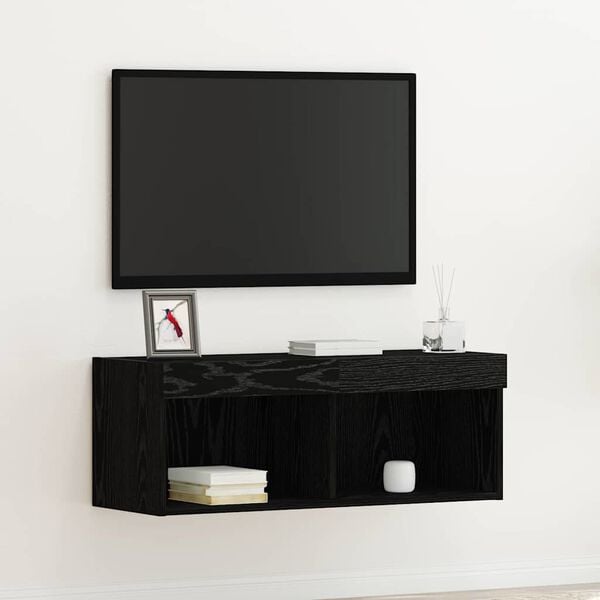 vidaXL Set mobile TV Rovere Nero 80 x 30 x 30 cm Legno multistrato
