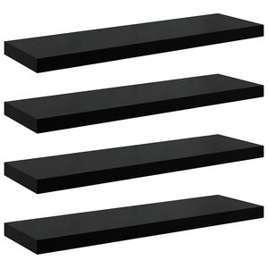 vidaXL Scaffali a Parete 4 pz Nero Lucido 80x23,5x3,8 cm in MDF