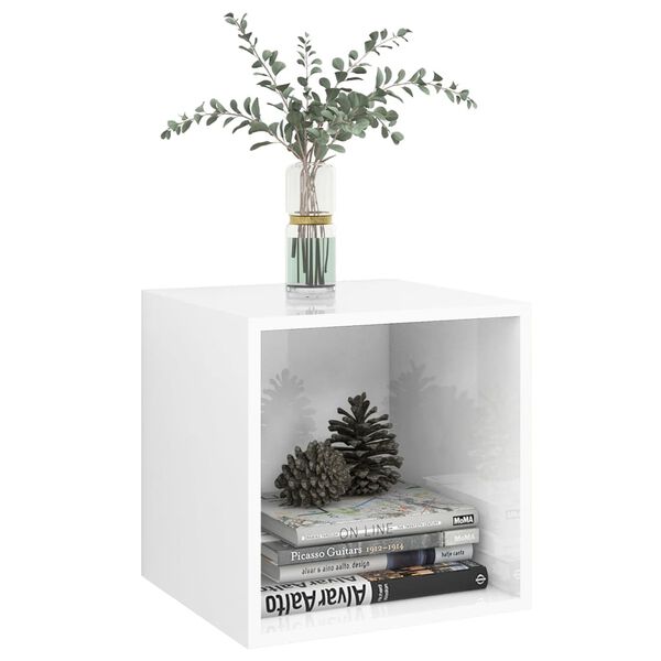 vidaXL Mobile a Muro Bianco Lucido 37x37x37 cm in Legno Multistrato