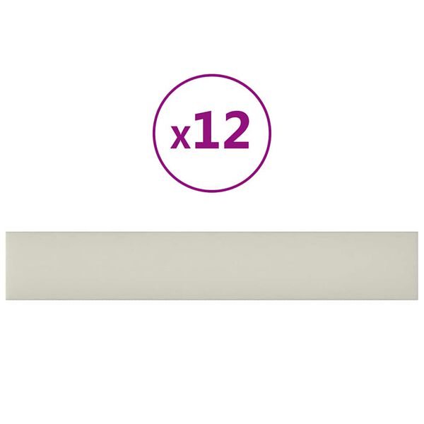 vidaXL Pannelli Murali 12 pz Crema 90x15 cm Velluto 1,62 m&sup2;