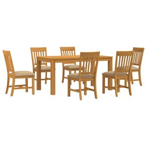 vidaXL Set da pranzo 7 pz Beige Legno di Quercia Massello
