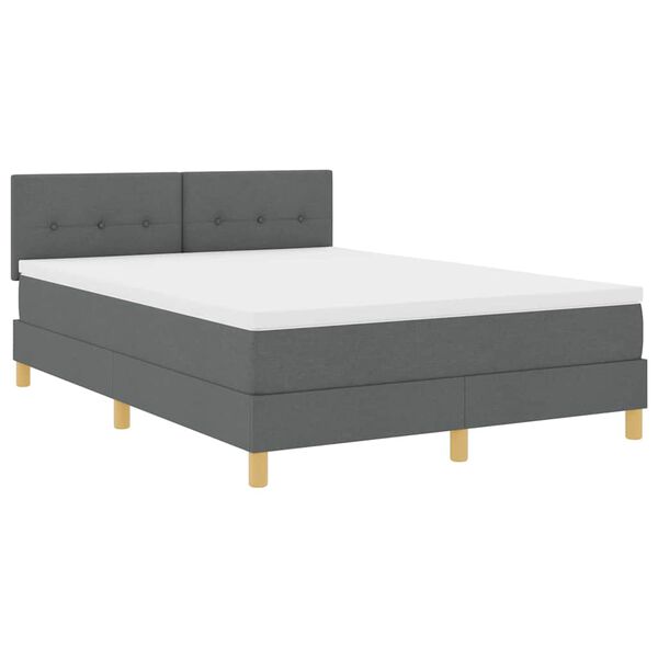 vidaXL Letto a Sorgente LED con led Grigio scuro 140 x 200 cm Tessuto
