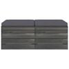 vidaXL Pouf da Giardino su Pallet 2 pz con Cuscini in Massello di Pino