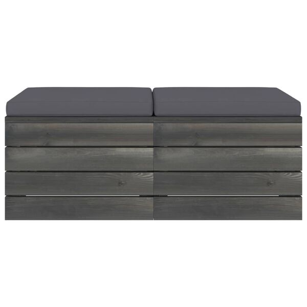 vidaXL Pouf da Giardino su Pallet 2 pz con Cuscini in Massello di Pino
