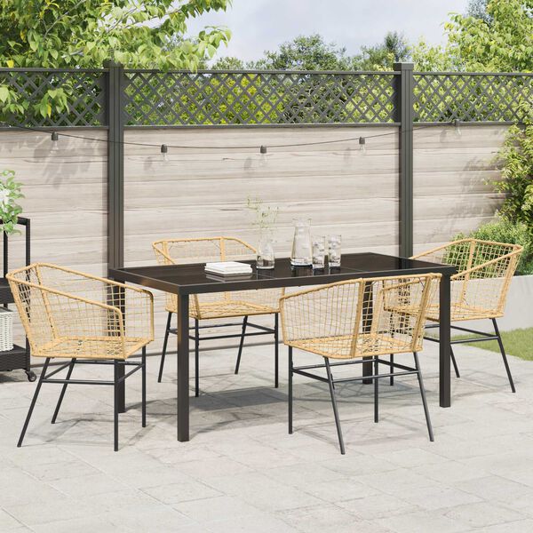 vidaXL Set da Pranzo per Giardino 5 pcs Marrone polyrattan