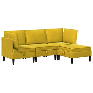vidaXL Set di mobili per il soggiorno 4 pz Giallo Velluto