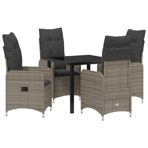 vidaXL Set da Pranzo per Giardino con cuscino 5 pcs Grigio polyrattan