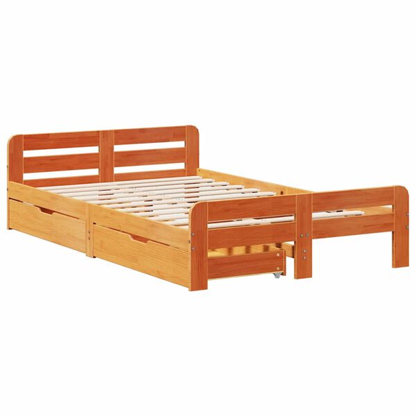 vidaXL Letto senza Materasso Marrone Cera 135x190 cm in Legno di Pino