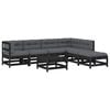 vidaXL Set Divani da Giardino 7 pz con Cuscini in Legno Massello Nero