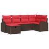 vidaXL Set di divani 6 pz 6-Numero di posti Marrone e Rosso polyrattan