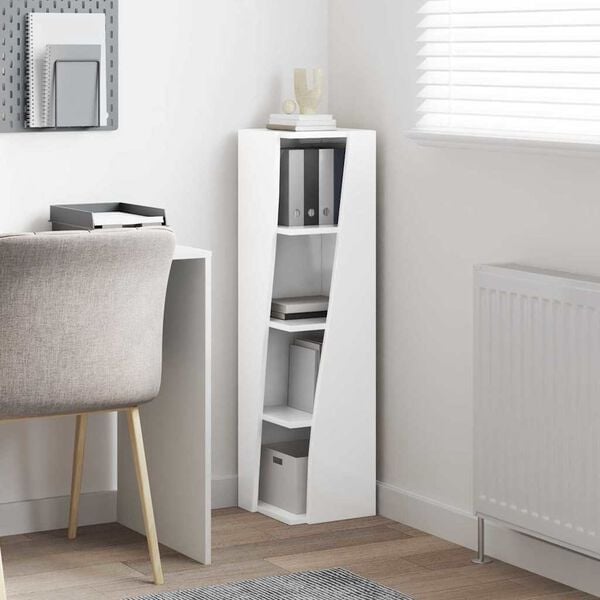 vidaXL Mobile angolare Bianco Lucido 27,5x27x102cm Legno multistrato