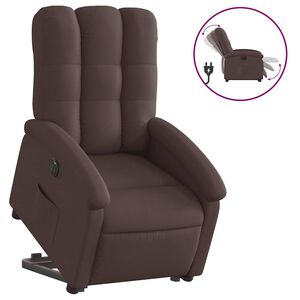 vidaXL Poltrona Alzapersona Reclinante Elettrica Marrone Scuro Tessuto