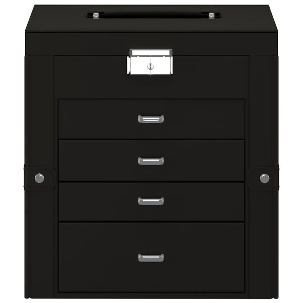 vidaXL Portagioie a 5 Strati con Specchio Chiudibile a Specchio Nero