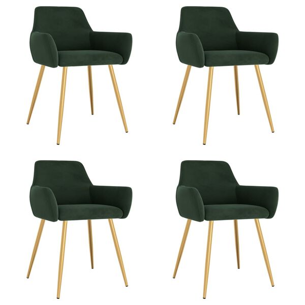 vidaXL Sedie da Pranzo 4 pz Verde Scuro in Velluto