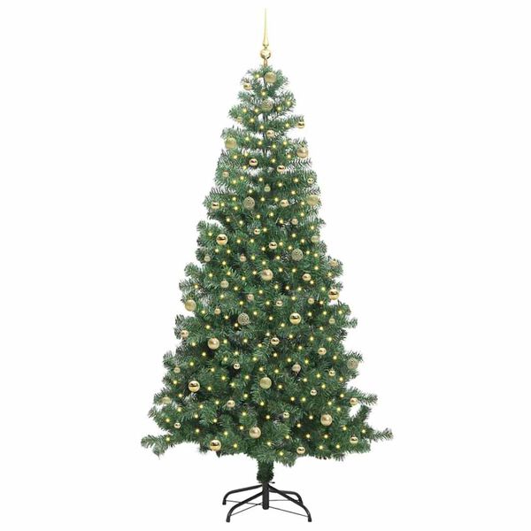 vidaXL Albero di Natale con 300 LED con supporto Verde 240 cm PVC