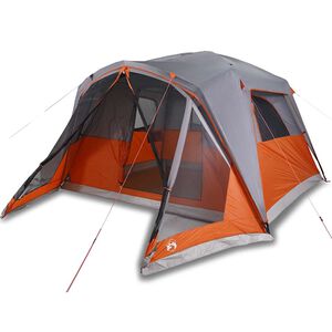 vidaXL Tenda da Famiglia con Portico per 6 Persone Grigio e Arancione