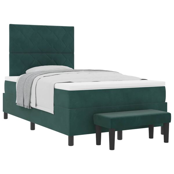 vidaXL Letto a molle con materasso Verde Scuro 120 x 190 cm Velluto